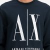 Bluza Armani Exchange męska granatowa duże logo bawełniana